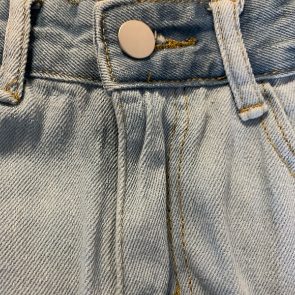 Blue Flower Power Hippie Embroidery Patchwork Flare High Waisted Wide Leg Jeans - Picture 12 of 14